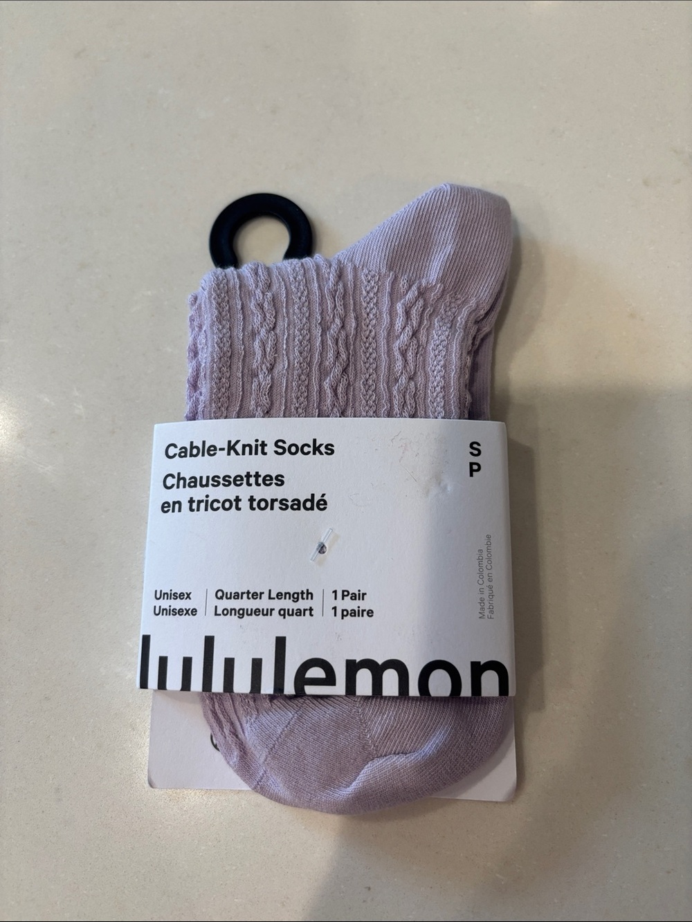 lululemon athletica Cable-Knit Quarter Length Socks in Lilac Small NWT